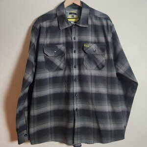 Cascade Shirt Mens XL Black Gray Plaid Button Down Long Sleeve Two Pocket Casual